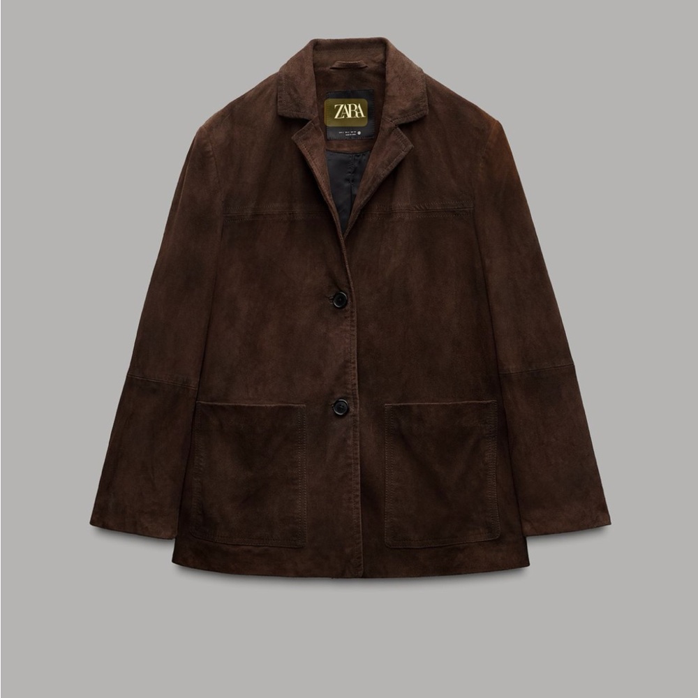 ZARA 100% SUEDE LEATHER BLAZER ZW COLLECTION